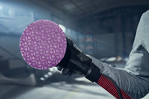 3M Xtract Cubitron II Gitternetz Schleifscheibe 710W mit lila gefärbtem Schleifteller, ideal für effizientes und staubfreies Schleifen in industriellen Anwendungen.