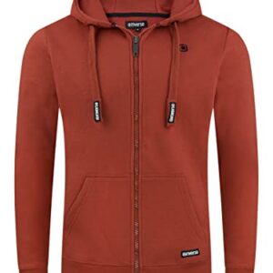 Riverso Sweatjacke für Herren in Rusty Ochre Red mit Kapuze und Reißverschluss, Regular Fit, ideal für Freizeit und Sport.